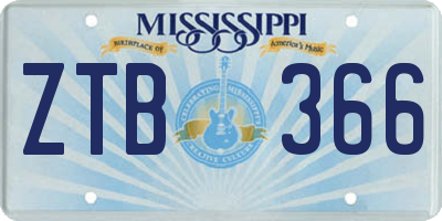 MS license plate ZTB366