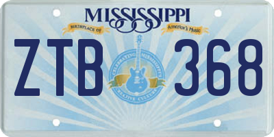 MS license plate ZTB368