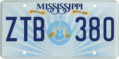 MS license plate ZTB380