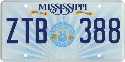 MS license plate ZTB388