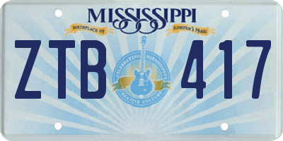 MS license plate ZTB417