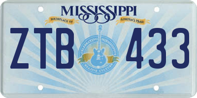 MS license plate ZTB433