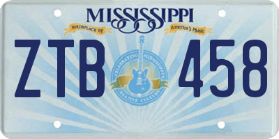 MS license plate ZTB458