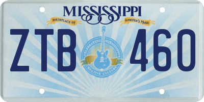 MS license plate ZTB460