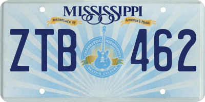 MS license plate ZTB462