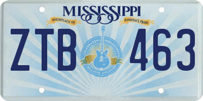 MS license plate ZTB463
