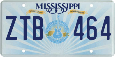 MS license plate ZTB464