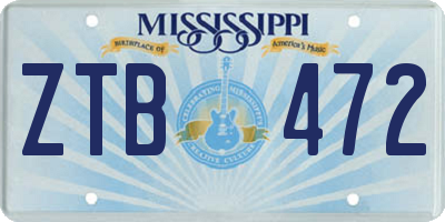 MS license plate ZTB472