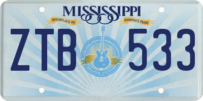 MS license plate ZTB533