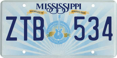 MS license plate ZTB534