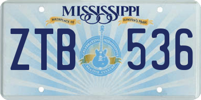 MS license plate ZTB536