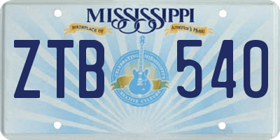 MS license plate ZTB540