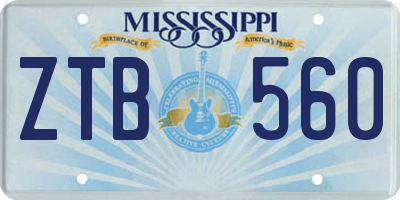 MS license plate ZTB560