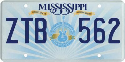 MS license plate ZTB562