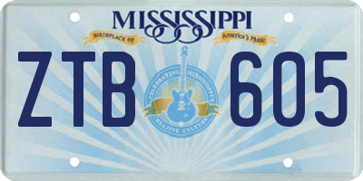 MS license plate ZTB605