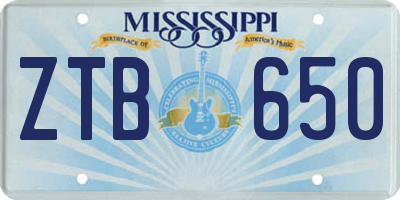 MS license plate ZTB650