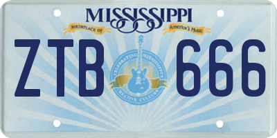 MS license plate ZTB666