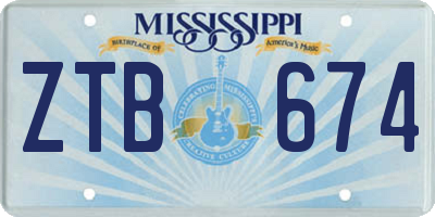 MS license plate ZTB674
