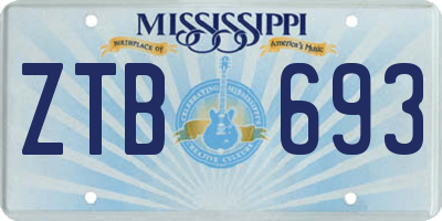 MS license plate ZTB693