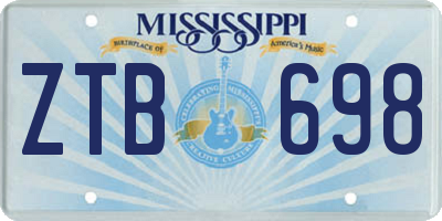 MS license plate ZTB698