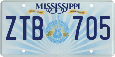 MS license plate ZTB705