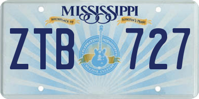 MS license plate ZTB727