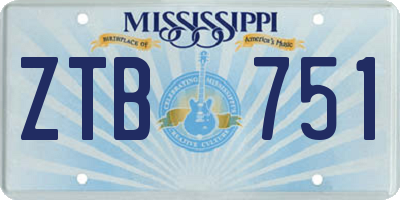 MS license plate ZTB751