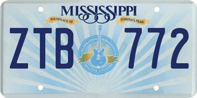MS license plate ZTB772