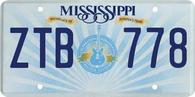 MS license plate ZTB778