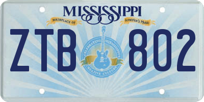 MS license plate ZTB802