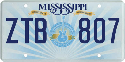 MS license plate ZTB807