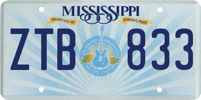 MS license plate ZTB833