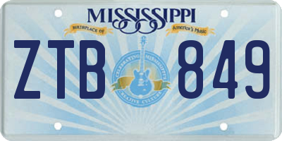 MS license plate ZTB849
