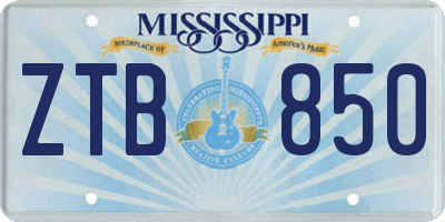 MS license plate ZTB850