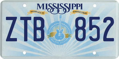 MS license plate ZTB852