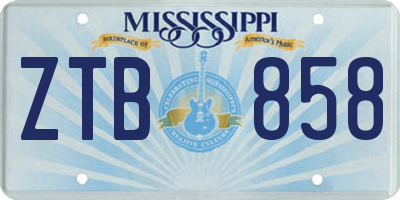 MS license plate ZTB858
