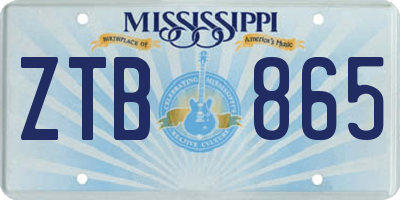 MS license plate ZTB865