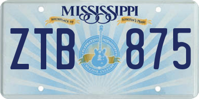 MS license plate ZTB875