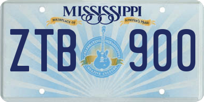 MS license plate ZTB900