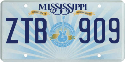 MS license plate ZTB909