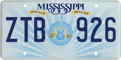 MS license plate ZTB926