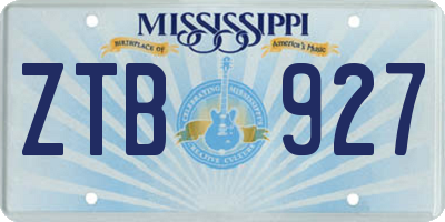 MS license plate ZTB927