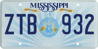 MS license plate ZTB932