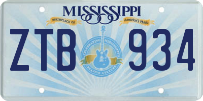 MS license plate ZTB934