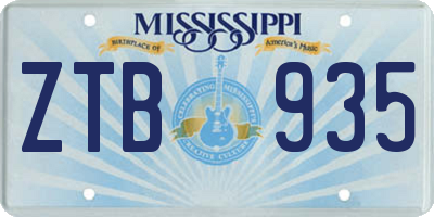 MS license plate ZTB935