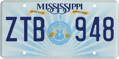MS license plate ZTB948