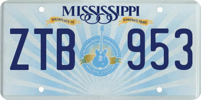 MS license plate ZTB953