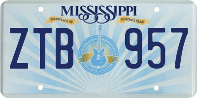 MS license plate ZTB957