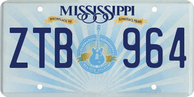 MS license plate ZTB964