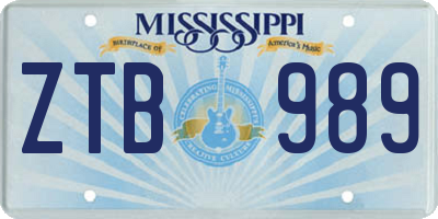 MS license plate ZTB989